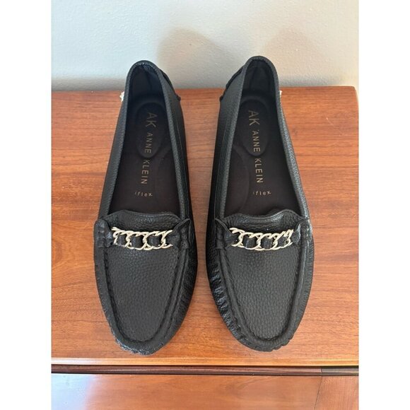 Anne Klein AK Size 6M Chain Loafer iflex Comfort Slip On Black Flats Shoes - Picture 2 of 9